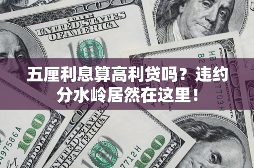 武汉五厘利息算高利贷吗？违约分水岭居然在这里！
